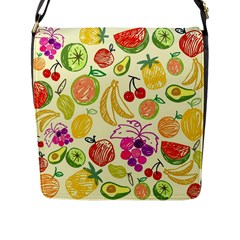 Cute Fruits Pattern Flap Messenger Bag (l)  by paulaoliveiradesign