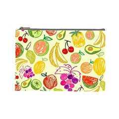 Cute Fruits Pattern Cosmetic Bag (large)  by paulaoliveiradesign