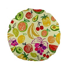 Cute Fruits Pattern Standard 15  Premium Round Cushions by paulaoliveiradesign