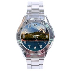 Island God Rays Sky Nature Sea Stainless Steel Analogue Watch by Celenk
