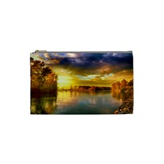 Landscape Lake Sun Sky Nature Cosmetic Bag (small)  by Celenk