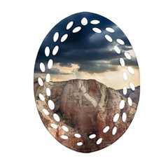 Nature Landscape Clouds Sky Rocks Oval Filigree Ornament (two Sides) by Celenk