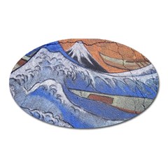 Harvard Mayfair Hokusai Chalk Wave Fuji Oval Magnet by Celenk