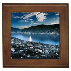 Shore Mountain Water Landscape Framed Tiles by Celenk