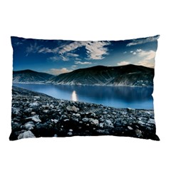 Shore Mountain Water Landscape Pillow Case by Celenk