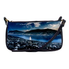 Shore Mountain Water Landscape Shoulder Clutch Bags by Celenk
