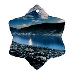 Shore Mountain Water Landscape Snowflake Ornament (two Sides) by Celenk