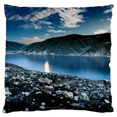 Shore Mountain Water Landscape Large Cushion Case (one Side) by Celenk