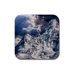 Mountain Snow Winter Landscape Rubber Coaster (square)  by Celenk