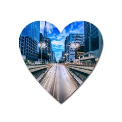 Urban Street Cityscape Modern City Heart Magnet by Celenk