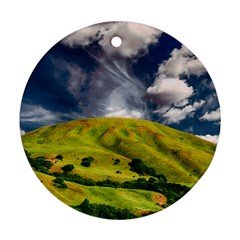 Hill Countryside Landscape Nature Round Ornament (two Sides) by Celenk
