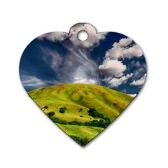 Hill Countryside Landscape Nature Dog Tag Heart (one Side) by Celenk