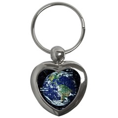 Earth Internet Globalisation Key Chains (heart)  by Celenk