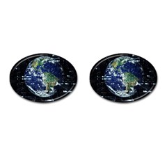 Earth Internet Globalisation Cufflinks (oval) by Celenk