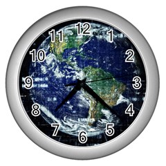 Earth Internet Globalisation Wall Clocks (silver)  by Celenk