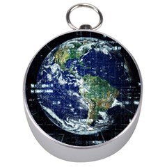 Earth Internet Globalisation Silver Compasses by Celenk