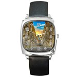 Abbey Ruin Architecture Medieval Square Metal Watch Front