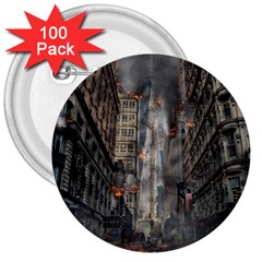 Destruction War Conflict Death 3  Buttons (100 Pack)  by Celenk