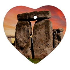 Stonehenge Ancient England Heart Ornament (two Sides) by Celenk