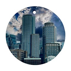 Tower Blocks Skyscraper City Modern Ornament (round) by Celenk