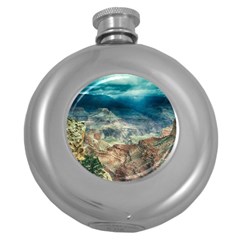 Canyon Mountain Landscape Nature Round Hip Flask (5 Oz) by Celenk