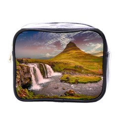Nature Mountains Cliff Waterfall Mini Toiletries Bags by Celenk