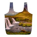 Nature Mountains Cliff Waterfall Full Print Recycle Bags (L)  Front