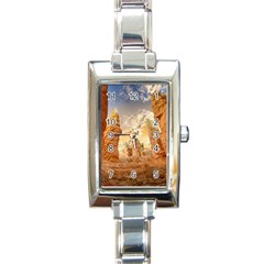 Canyon Desert Landscape Scenic Rectangle Italian Charm Watch by Celenk