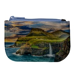 Coastline Waterfall Landscape Large Coin Purse by Celenk