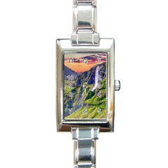 Waterfall Landscape Nature Scenic Rectangle Italian Charm Watch by Celenk