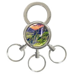 Waterfall Landscape Nature Scenic 3-ring Key Chains by Celenk