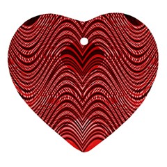 Red Wave Pattern Ornament (heart) by Celenk