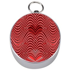 Red Wave Pattern Silver Compasses by Celenk