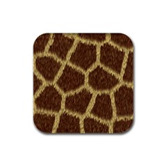 Background Texture Giraffe Rubber Square Coaster (4 Pack)  by Celenk