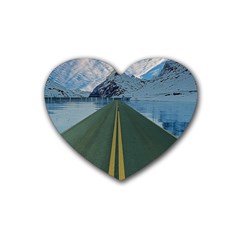 Road Ice Landscape Rubber Coaster (heart)  by Celenk