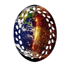 Climate Change Global Warming Oval Filigree Ornament (two Sides) by Celenk