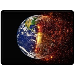 Climate Change Global Warming Double Sided Fleece Blanket (large)  by Celenk