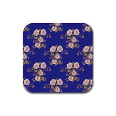 Ndigo Bedding Floral Rubber Coaster (square)  by Celenk