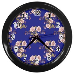 Ndigo Bedding Floral Wall Clocks (black) by Celenk