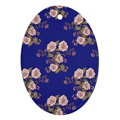 Ndigo Bedding Floral Oval Ornament (two Sides) by Celenk