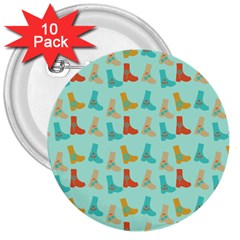 Blue Orange Boots 3  Buttons (10 Pack) 