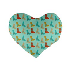 Blue Orange Boots Standard 16  Premium Heart Shape Cushions