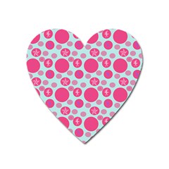 Blue Retro Dots Heart Magnet