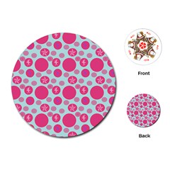 Blue Retro Dots Playing Cards (round)  by snowwhitegirl