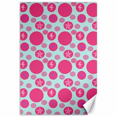 Blue Retro Dots Canvas 12  X 18   by snowwhitegirl