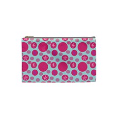 Blue Retro Dots Cosmetic Bag (small) 