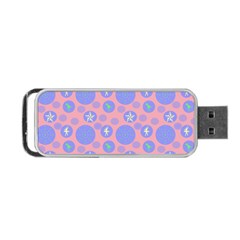 Pink Retro Dots Portable Usb Flash (two Sides)