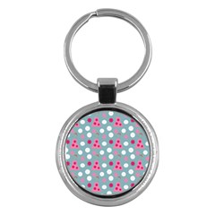 Pink Dress Blue Key Chains (round) 