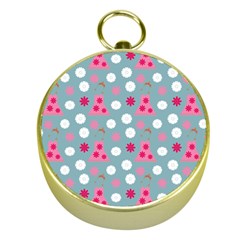 Pink Dress Blue Gold Compasses by snowwhitegirl