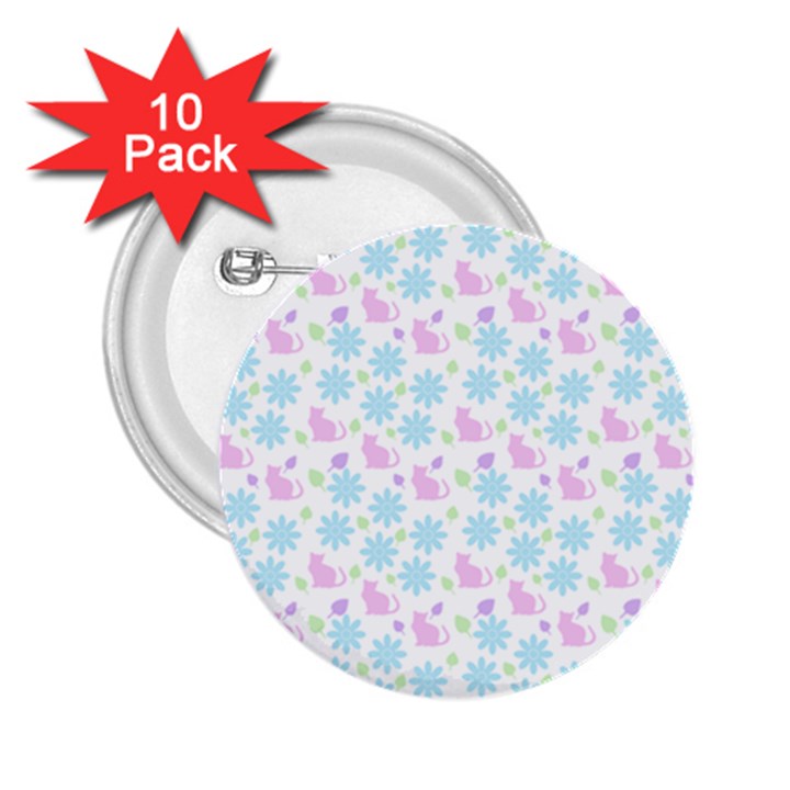 Cats And Flowers 2.25  Buttons (10 pack) 